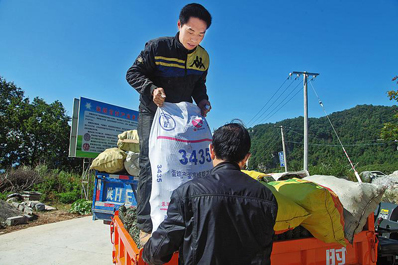 山陽(yáng)縣海螺宮村群眾進(jìn)山采收松塔