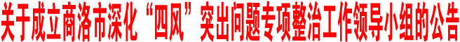 關于成立商洛市深化“四風”突出問題專項整治工作領導小組的公告